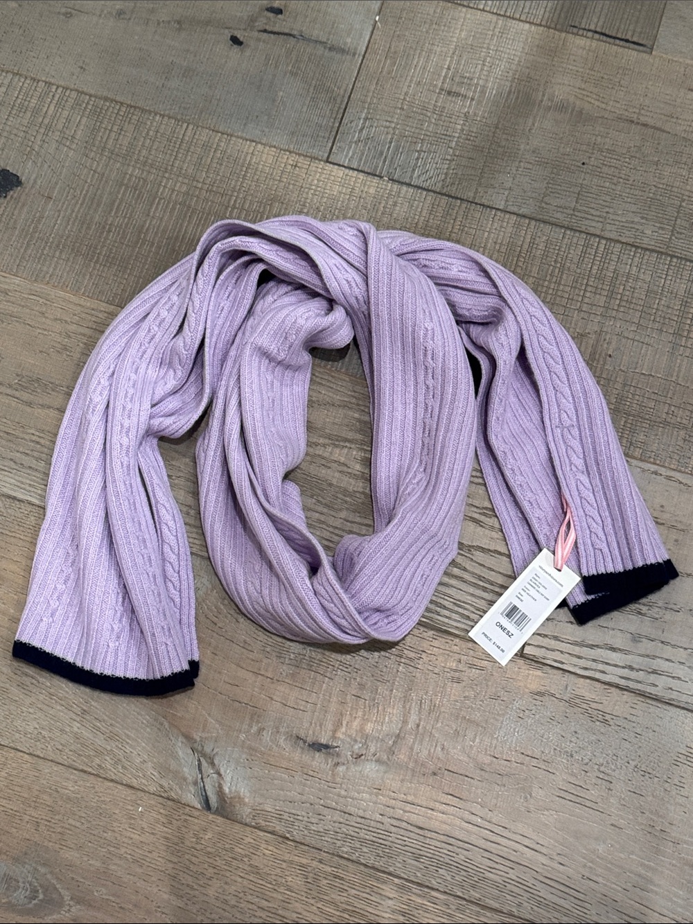 Vineyard Vines Lavender Cable Knit Throw with Navy Edge